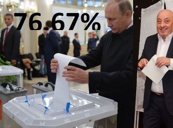 Очаквано : Путин изби рибата със 76.67%, а в БГ Милионер-свинар си даде щастлив гласа за него ...
